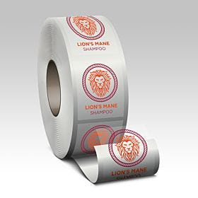 Custom-printed, wholesale clear BOPP roll labels from 4over-printing.com