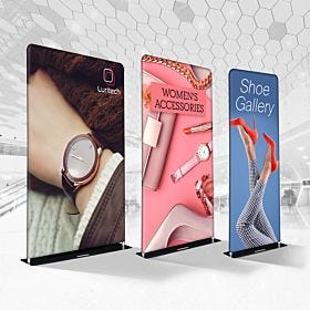 Custom-printed, wholesale fabric tube displays from 4over.com