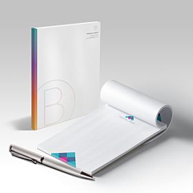Custom-printed, wholesale linen notepads from 4over.com