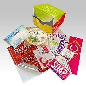 Custom-printed, wholesale packaging product samples from 4over.com
