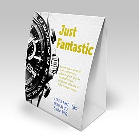 Custom-printed, wholesale pearl table tents from 4over.com