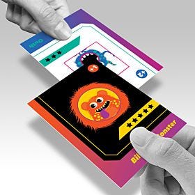 Custom-printed, wholesale suede trading cards from 4over