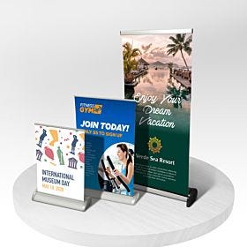 Custom-printed, wholesale tabletop displays from 4over.com