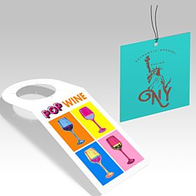 Custom-printed, wholesale silk hang tags from 4over-printing.com